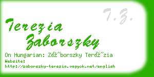 terezia zaborszky business card